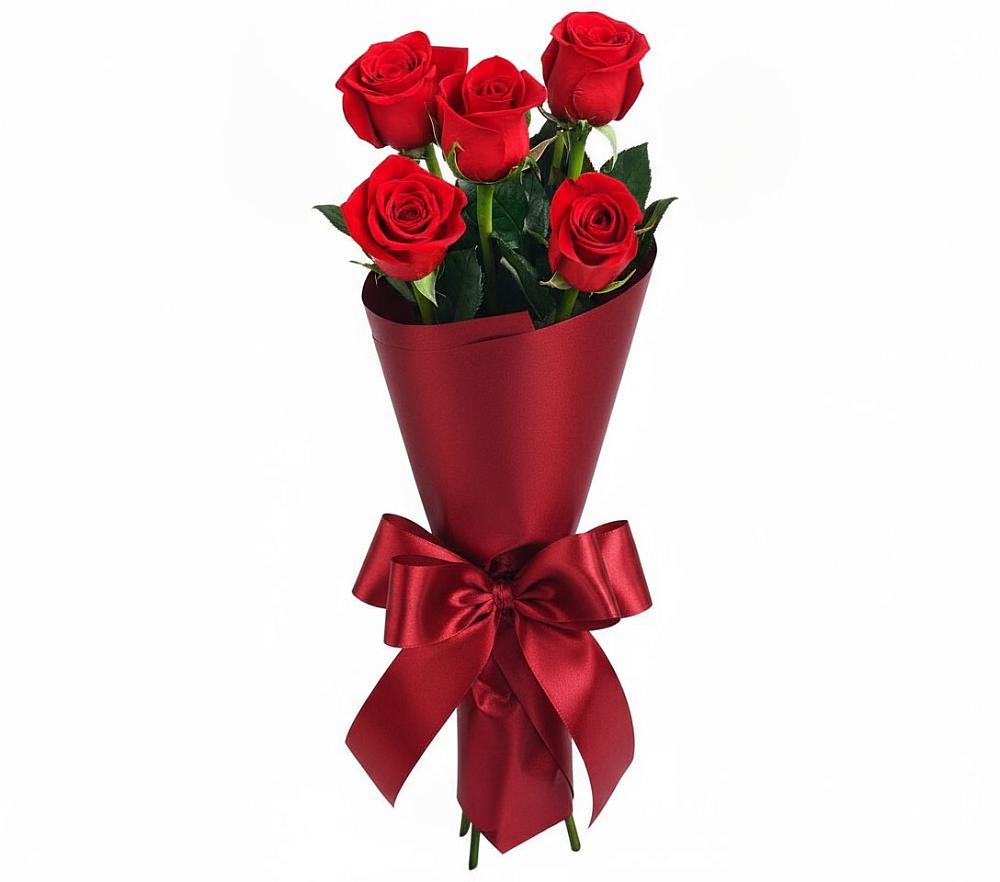 Букет 5 Красных роз Эдлесс Лав в Суворовское Краснодарский край