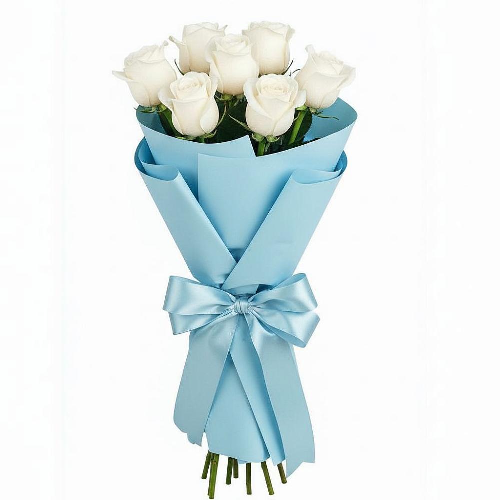 Букет 7 белых роз Проуд в Суворовское Краснодарский край