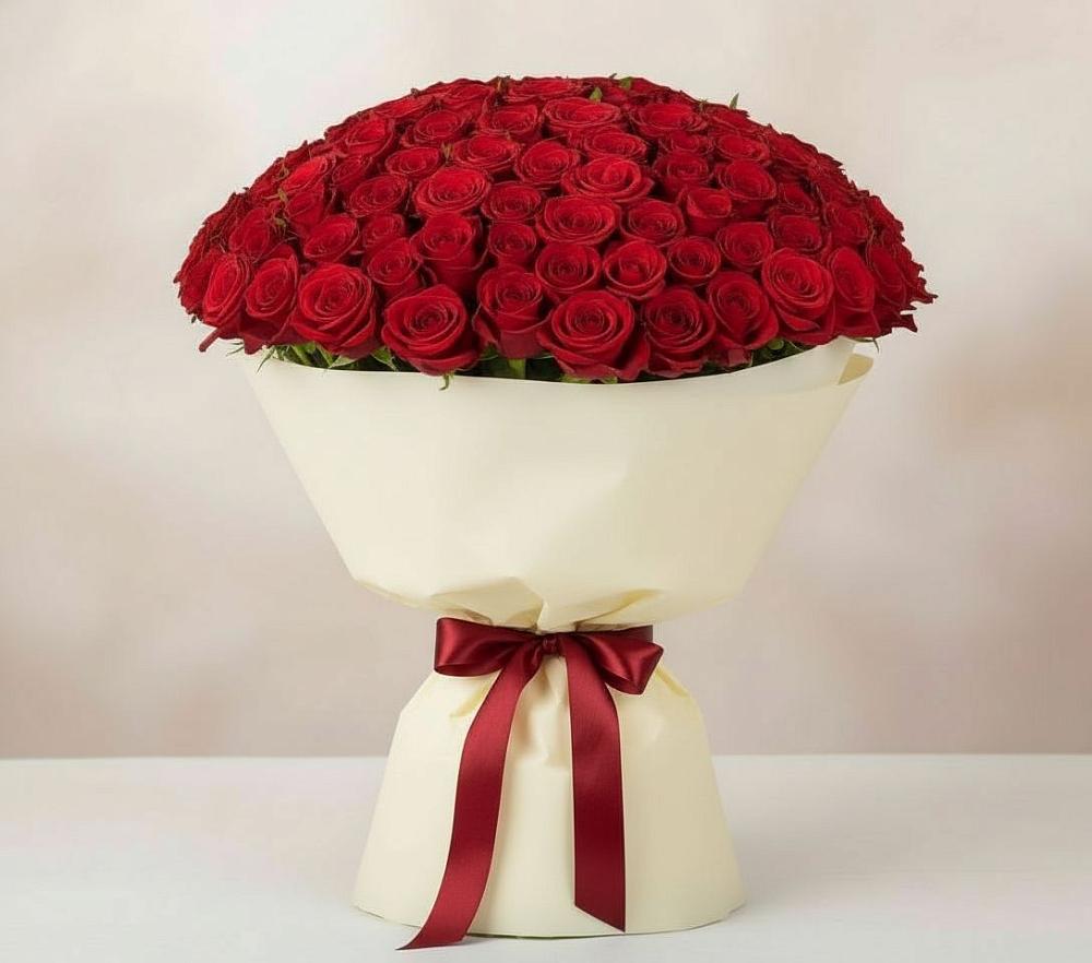 Букет 101 Красная роза Милано в Суворовское Краснодарский край