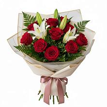 Букет цветов из:  Лилии и Розы в Суворовское Краснодарский край