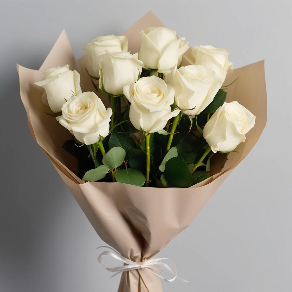 Букет 9 Белых роз Эдлесс Лав в Суворовское Краснодарский край