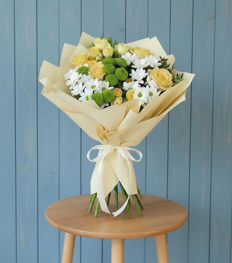 Букет цветов из: Хризантемы и Розы в Суворовское Краснодарский край