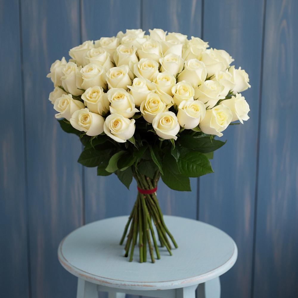 Букет 51 Белая роза Эдлесс Лав в Суворовское Краснодарский край