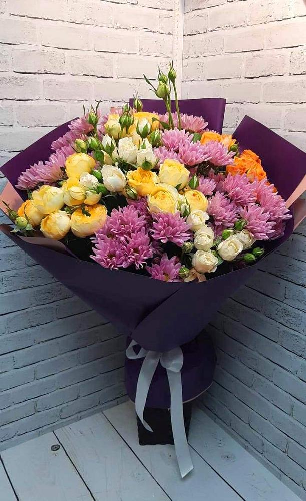 Букет цветов из: Хризантемы и Розы в Суворовское Краснодарский край