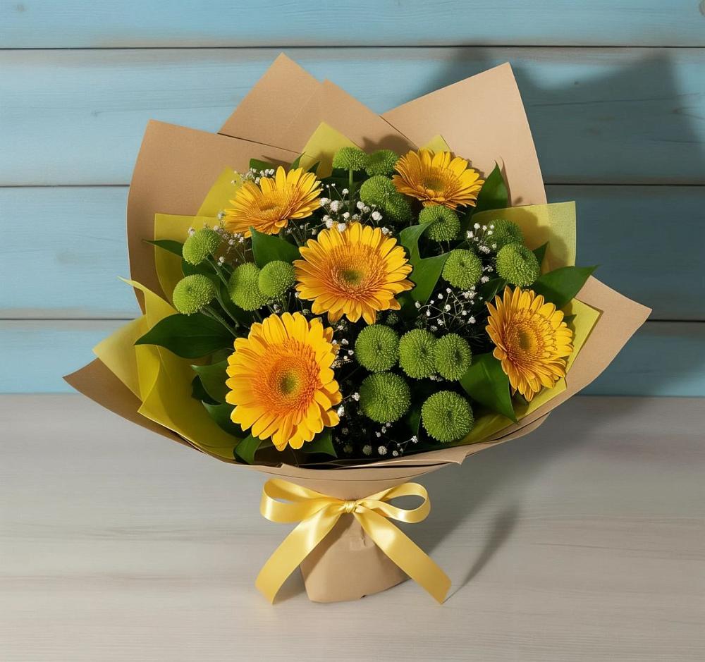 Букет цветов из: Герберы и Хризантемы в Суворовское Краснодарский край