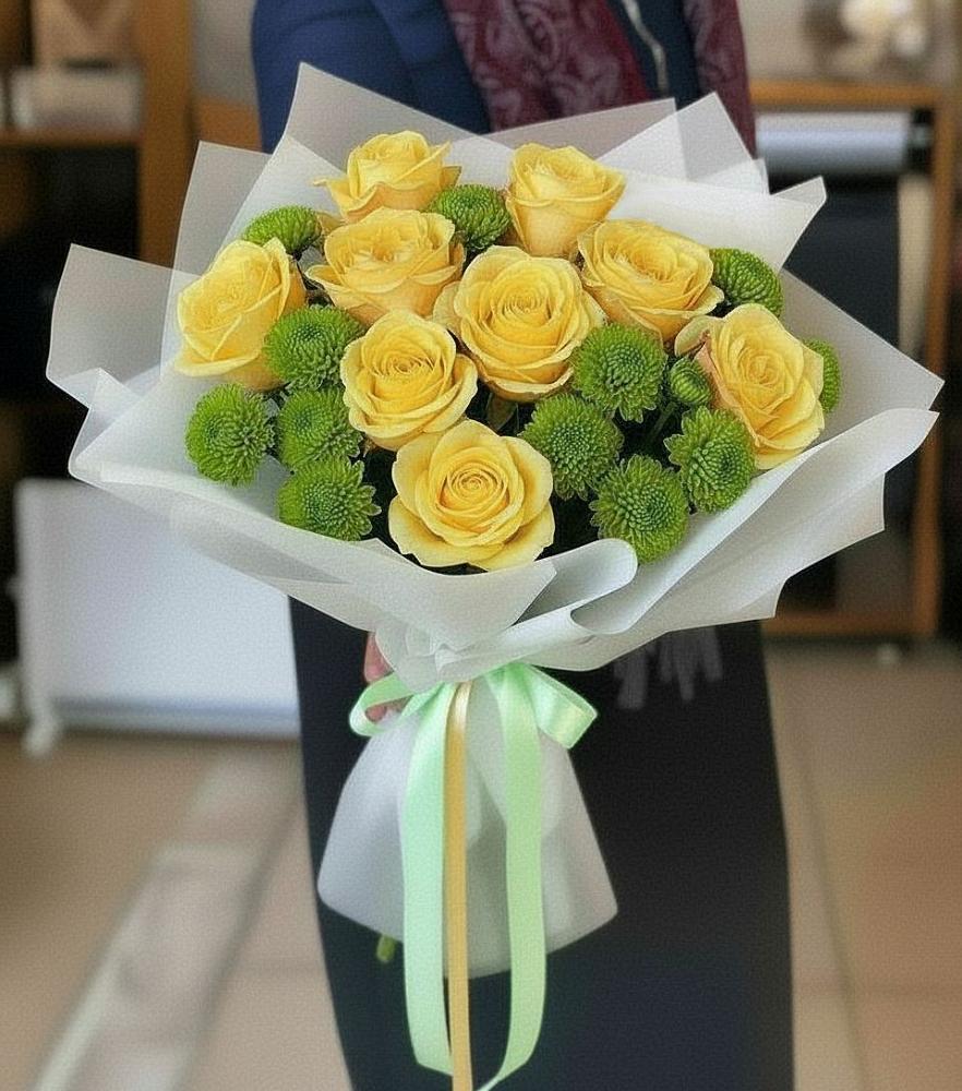 Букет цветов из: Хризантемы и Розы в Суворовское Краснодарский край