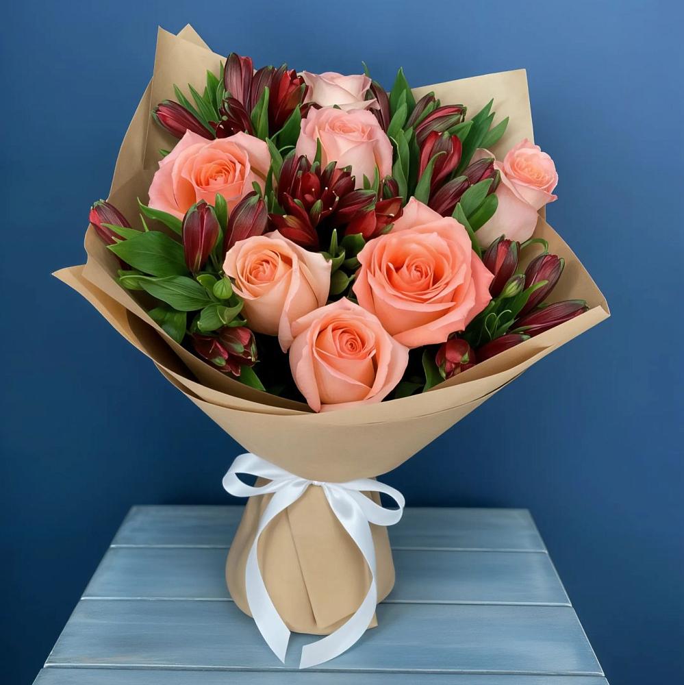 Букет цветов из: Розы и Альстромерии в Суворовское Краснодарский край