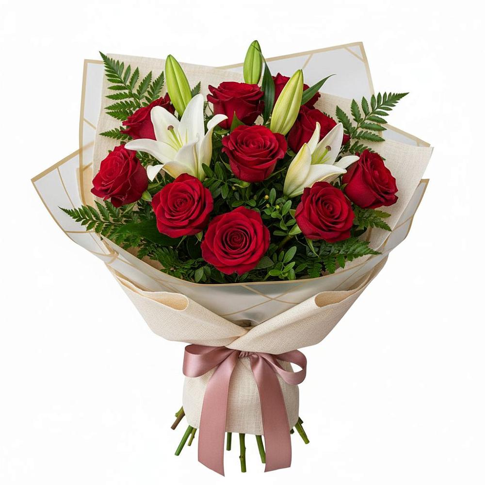 Букет цветов из: Лилии и Розы в Суворовское Краснодарский край