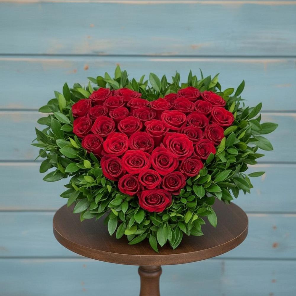 Цветочная композиция из Розы в виде сердца в Суворовское Краснодарский край