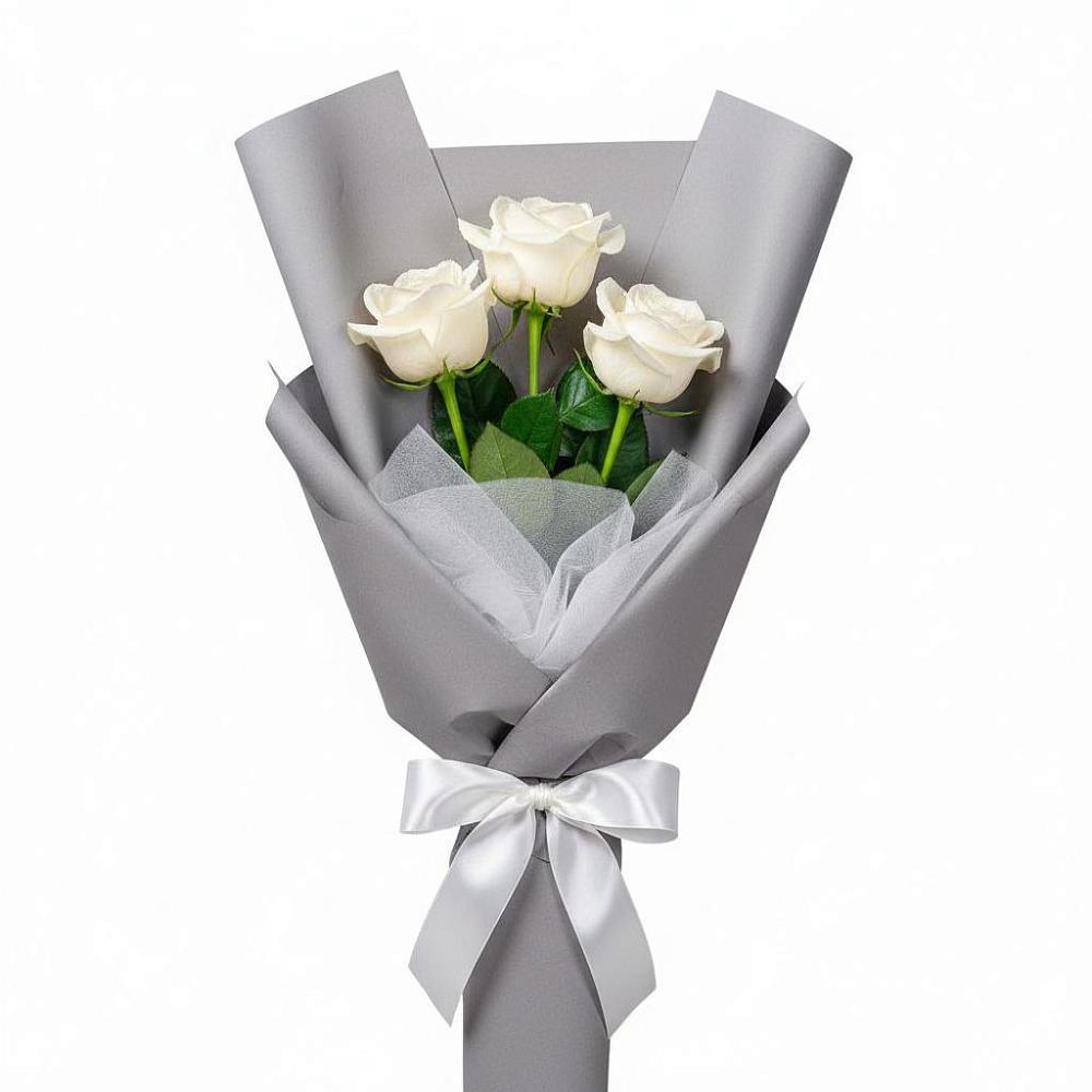 Букет 3 белые розы в Суворовское Краснодарский край