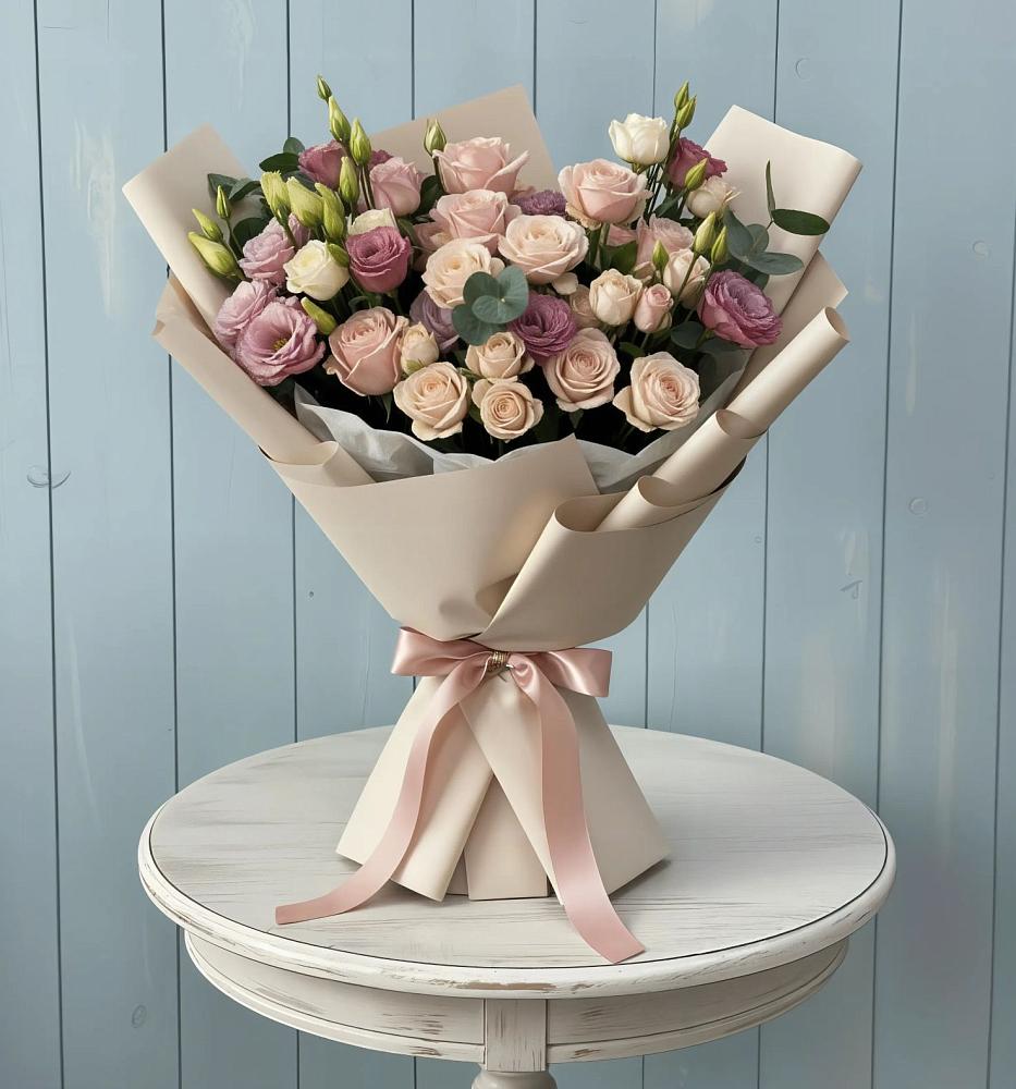 Букет цветов из: Розы и Лизиантусы в Суворовское Краснодарский край