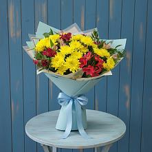 Букет цветов из:  Альстромерии и Хризантемы в Суворовское Краснодарский край