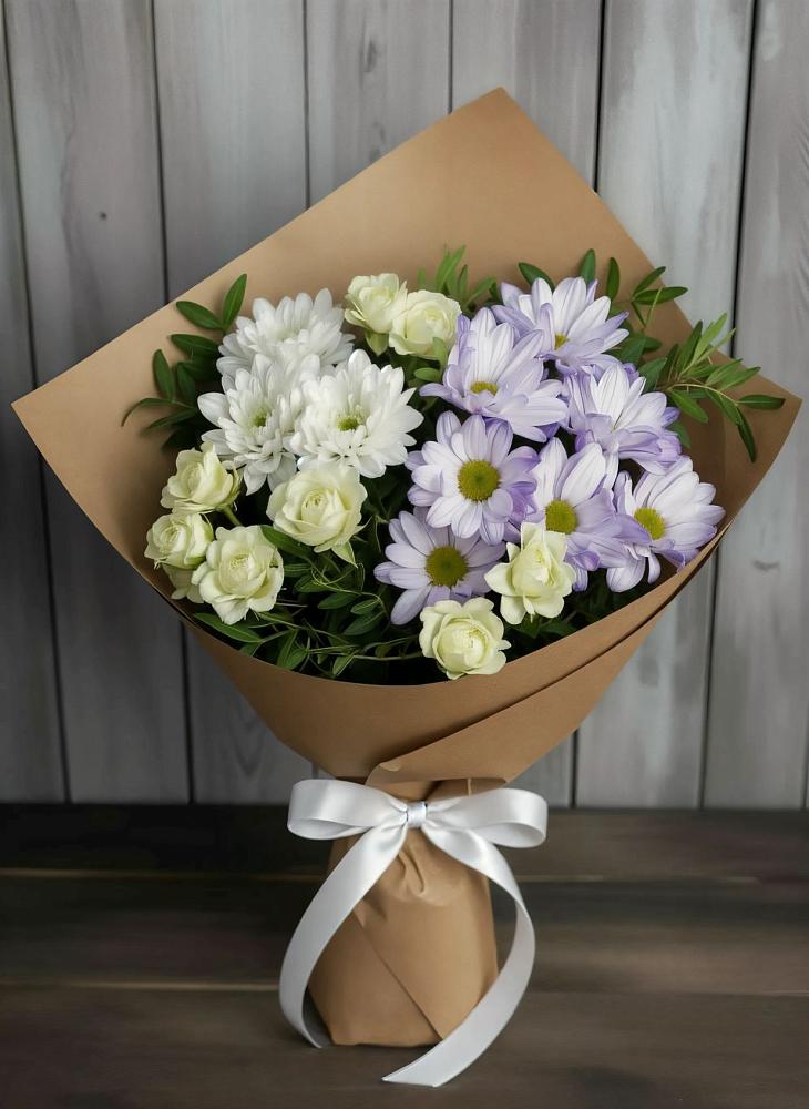 Букет цветов из: Хризантемы и Розы в Суворовское Краснодарский край